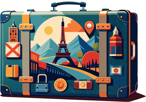 Suitcase with travel stickers